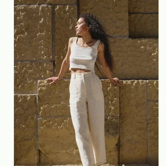 First Rite - Crop Pointelle Scoop Tank - Natural - Large - Picture 2 of 6